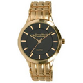 Men's Accolade Gold-Tone Bracelet Watch W/ Black Dial